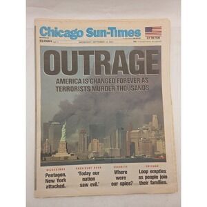 Chicago Sun-Times 9/11 Newspaper 2001 "OUTRAGE" September 12 2001 Complete